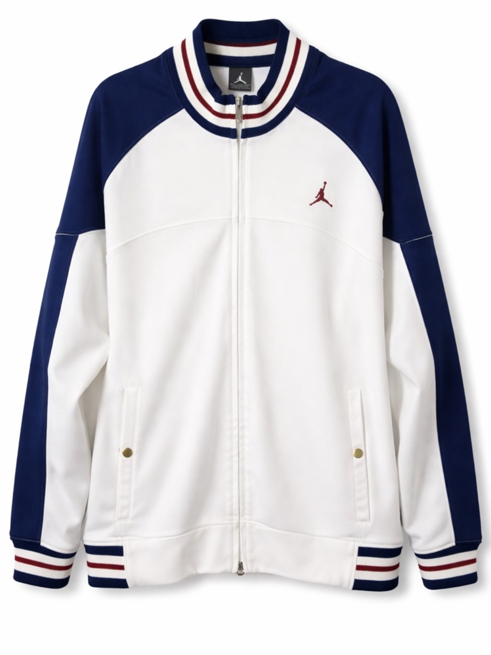 Jordan Vintage White and Navy Raglan Zip Track Jacket